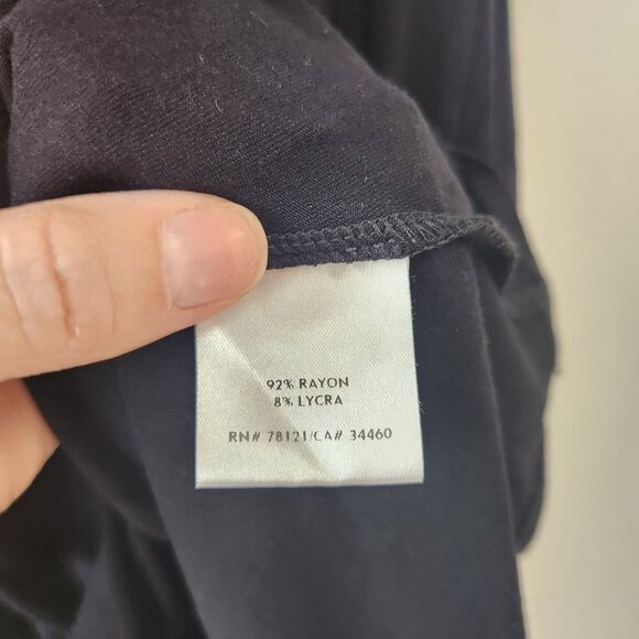 Eileen Fisher Black Stretch Rayon Shift Dress Classic Minimalist Comfy Women's L - Picture 5 of 6